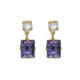 Serenity gold-plated short earrings with purple crystal in rectangle shape image