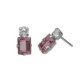 Serenity sterling silver stud earrings with pink crystal in rectangle shape image
