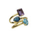 Balance gold-plated adjustable ring with purple crystal image