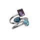 Balance sterling silver adjustable ring with purple crystal image