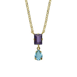 Balance gold-plated short necklace Tuyyo with purple crystal