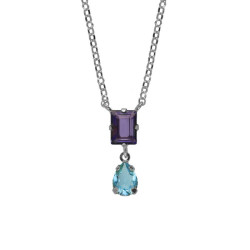 Balance sterling silver short necklace Tuyyo with purple crystal