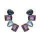 Balance gold-plated short earrings with purple crystal
