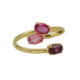 Harmony gold-plated adjustable ring with purple crystal in oval shape image