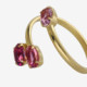 Harmony gold-plated adjustable ring with purple crystal in oval shape cover