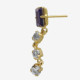 Serenity gold-plated long earrings with purple crystal in rectangle shape cover