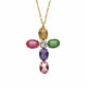 Gold-plated short necklace with multicolor crystal in cross shape image