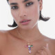 Gold-plated short necklace with multicolor crystal in cross shape cover