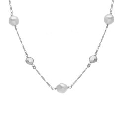 Purpose sterling silver short necklace with white crystal and pearl