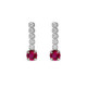 Shine sterling silver short earrings with pink crystal in waterfall shape image