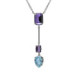 Balance sterling silver long necklace with purple crystal in rectangle shape image