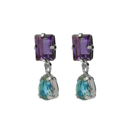 Balance sterling silver Tuyyo short earrings with purple crystal