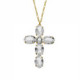 Gold-plated short necklace with white crystal in cross shape image
