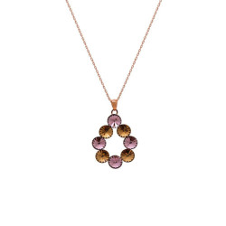 Circle light topaz necklace in rose gold plating in gold plating