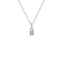Je t´aime padlock crystal necklace in silver