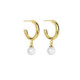 Je t´aime pearl hoop earrings in gold plating