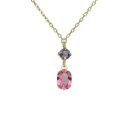 Sabina gold-plated short necklace with pink in oval shape