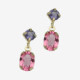 Sabina gold-plated short earrings with pink in oval shape cover