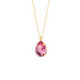 Magnolia gold-plated short necklace with pink in tear shape image