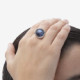 Basic denim blue ring in silver cover