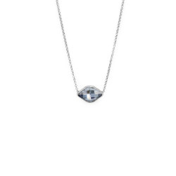 Classic rhombus blue jhade necklace in silver