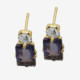 Serenity gold-plated stud earrings with purple crystal in rectangle shape cover