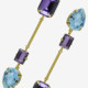 Balance gold-plated long earrings with purple crystal in rectangle shape cover