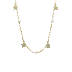 Vera stars crystal long necklace in gold plating