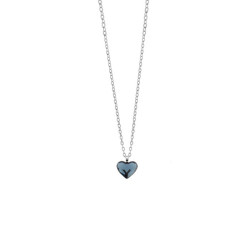 Cuore heart denim blue necklace in silver