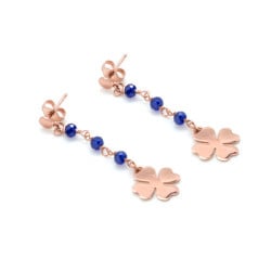 Clover sapphire earrings in rose gold plating in gold plating