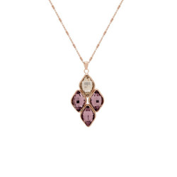 Classic rhombus light amethyst necklace in rose gold plating in gold plating