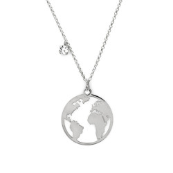 Minimal world crystal necklace in silver