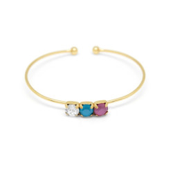 Aura circles peony pink cane bracelet in gold plating
