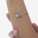 Aura circles peony pink cane bracelet in gold plating cover