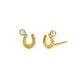 Kids gold-plated stud earrings with white in horseshoe shape