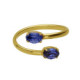 Cinnamon gold-plated doble ring with blue crystal in oval shape image