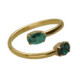 Cinnamon gold-plated doble ring with green crystal in oval shape