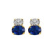 Cinnamon gold-plated stud earrings with blue crystal in you&me shape