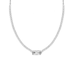 Ginger sterling silver short necklace with white crystal in waterfall shape