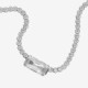 Ginger sterling silver short necklace with white crystal in waterfall shape cover