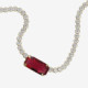 Ginger gold-plated short necklace with red crystal in waterfall shape cover