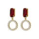 Ginger gold-plated long earrings with red crystal in circle shape image
