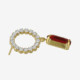 Ginger gold-plated long earrings with red crystal in circle shape cover