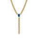 Cinnamon gold-plated short tie necklace with blue crystal in oval shape image