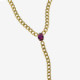 Cinnamon gold-plated short tie necklace with purple crystal in oval shape cover