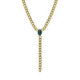 Cinnamon gold-plated short tie necklace with green crystal in oval shape image