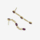 Cinnamon gold-plated long earrings with purple 3 crystals in oval shape cover