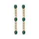 Cinnamon gold-plated long earrings with green 3 crystals in oval shape image