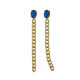 Cinnamon gold-plated long chain earrings with blue crystal in oval shape image