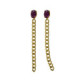 Cinnamon gold-plated long chain earrings with purple crystal in oval shape image